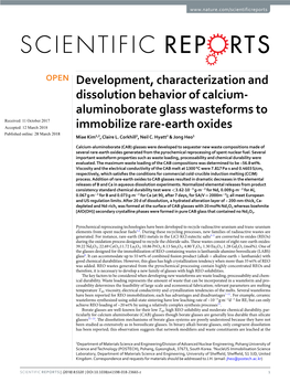 Development, Characterization and Dissolution Behavior of Calcium