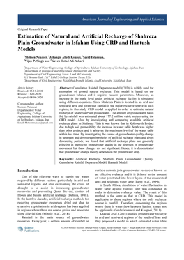 Estimation of Natural and Artificial Recharge of Shahreza Plain Groundwater in Isfahan Using CRD and Hantush Models