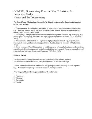 COM 321, Documentary Form in Film & Television