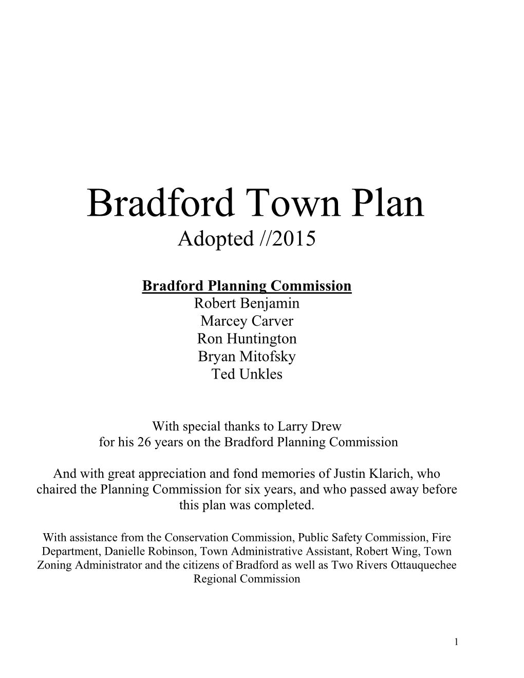 Bradford Town Plan Adopted //2015