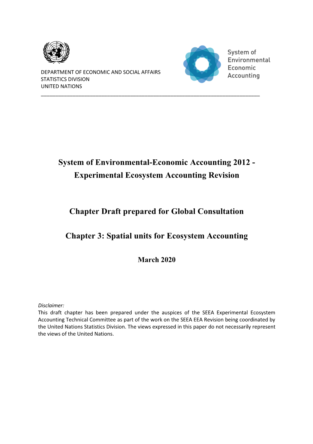Experimental Ecosystem Accounting Revision Chapter Draft Prepared For