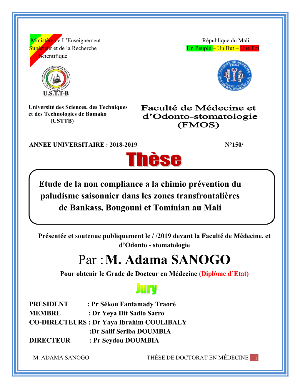 Par :M. Adama SANOGO