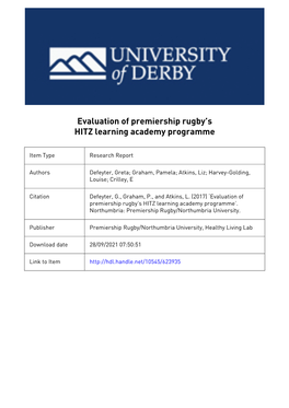 Evaluation of Premiership Rugby's HITZ Learning Academy