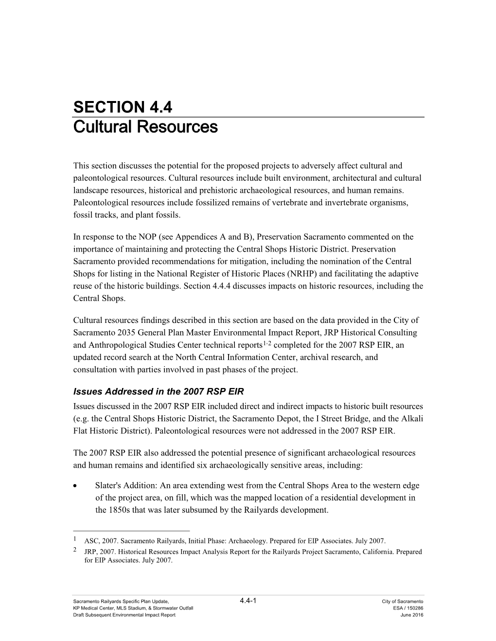 SECTION 4.4 Cultural Resources