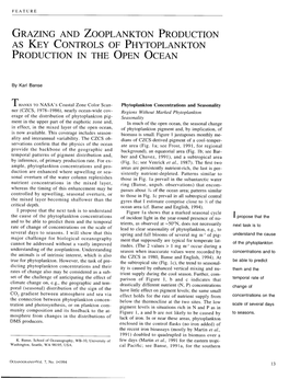 Grazing and Zooplankton Production As Key Controls of Phytoplankton Production in the Open Ocean