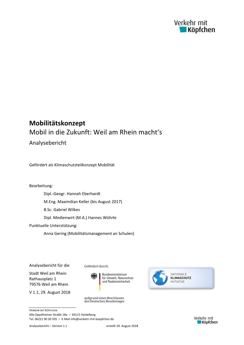 Mobilitätskonzept Mobil in Die Zukunft: Weil Am Rhein Macht‘S Analysebericht