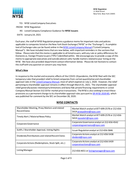 NYSE Listed Company Compliance Guidance Letter