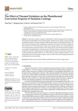 The Effect of Thermal Oxidation on the Photothermal Conversion Property of Tantalum Coatings