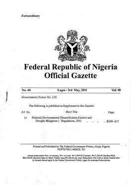 Federal Republic of Nigeria .Official Gazette