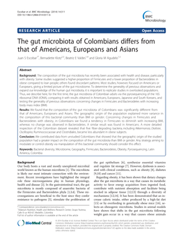The Gut Microbiota of Colombians Differs from That of Americans