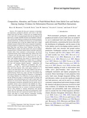 Composition, Alteration, and Texture of Fault-Related Rocks from Safod Core and Surface Outcrop Analogs
