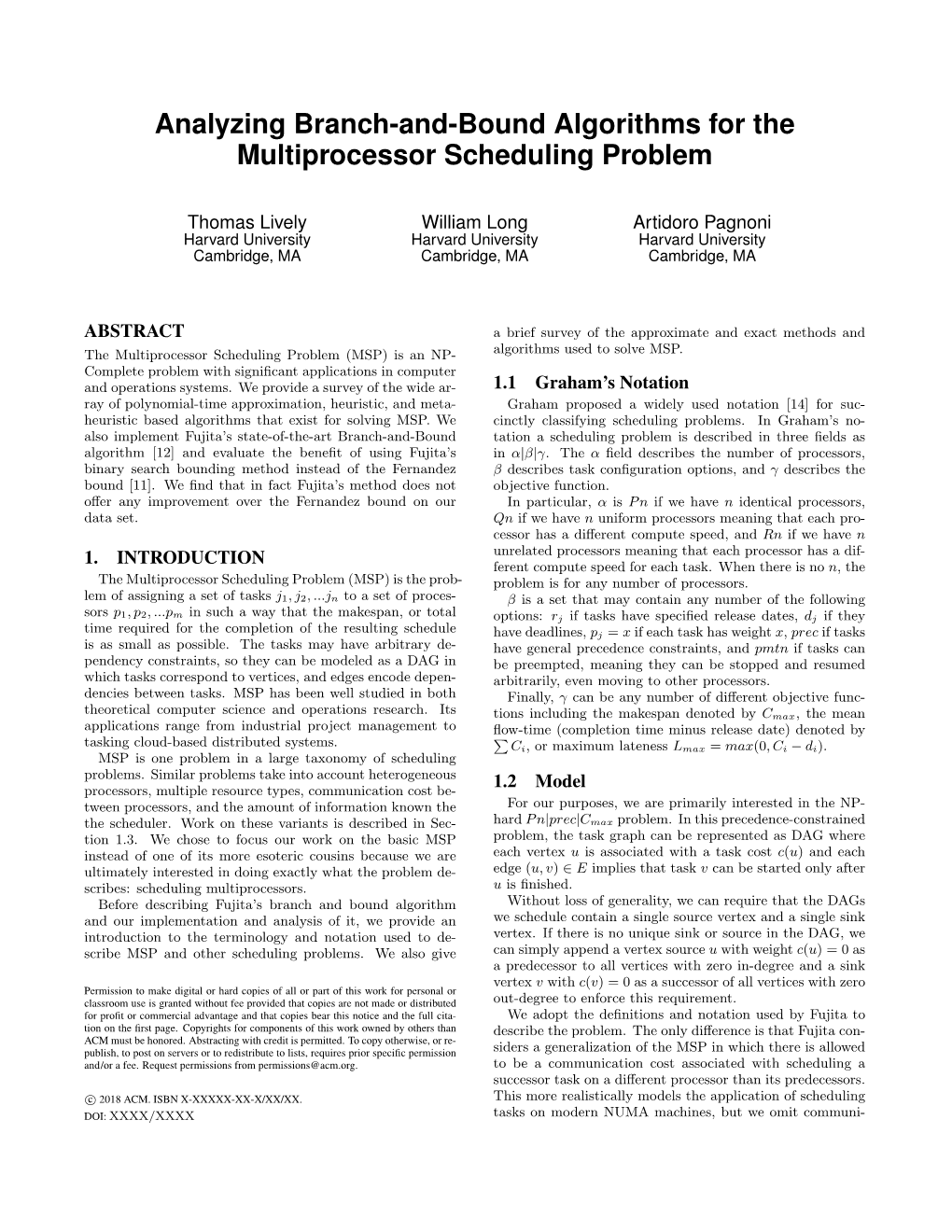 Analyzing Branch-And-Bound Algorithms for the Multiprocessor Scheduling Problem