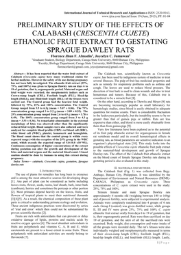 ETHANOLIC FRUIT EXTRACT to GESTATING SPRAGUE DAWLEY RATS Florence Jhun F