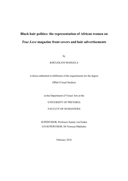 Black Hair Politics: the Representation of African Women On