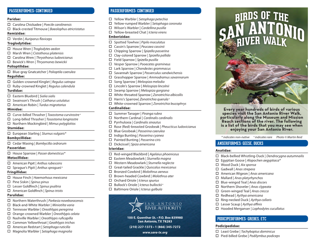 Mission Reach Avian Checklist