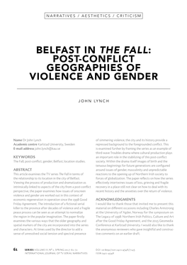 Belfast in the Fall: Post-Conflict Geographies of Violence and Gender
