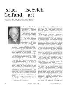 Israel Moiseevich Gelfand, Part I