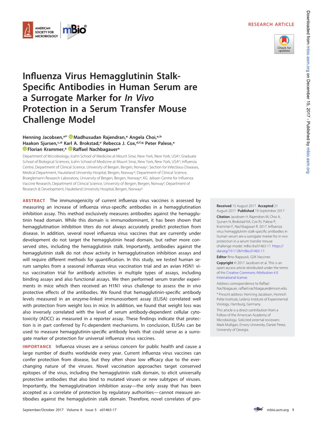Influenza Virus Hemagglutinin Stalk-Specific Antibodies in Human