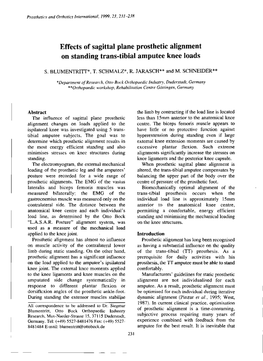 Effects of Sagittal Plane Prosthetic Alignment on Standing Trans-Tibial Amputee Knee Loads