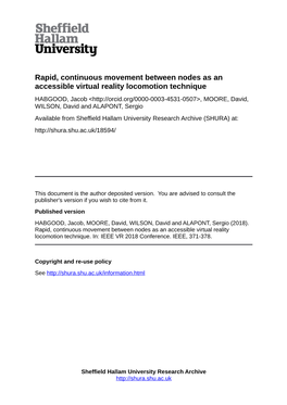 Rapid, Continuous Movement Between Nodes As an Accessible Virtual