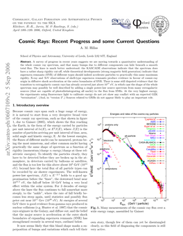 Cosmic Rays: Recent Progress and Some Current Questions