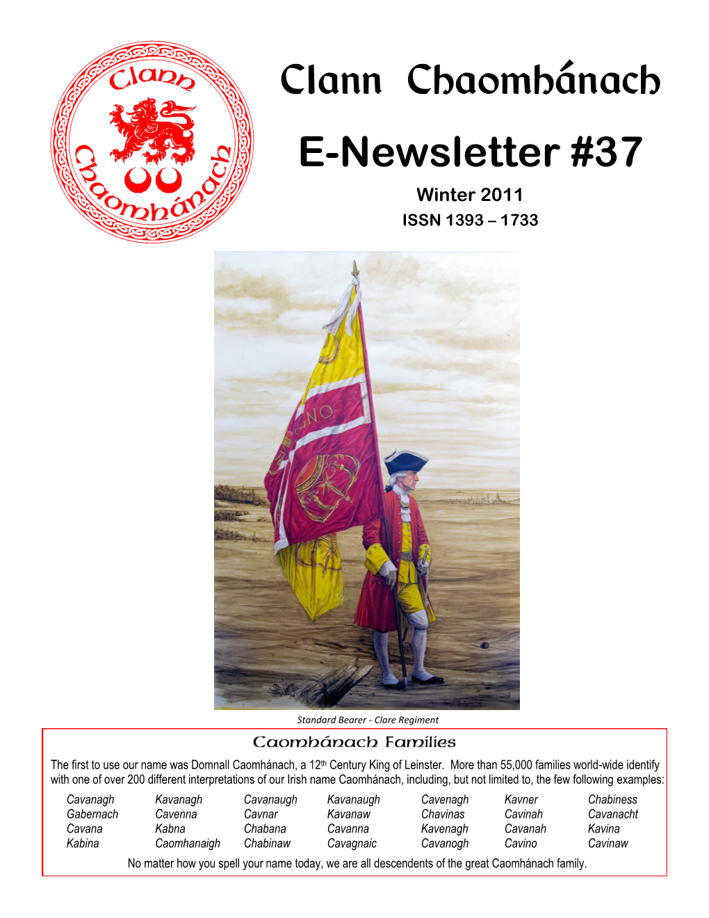 Clann Chaomhánach E-Newsletter #37.Pdf