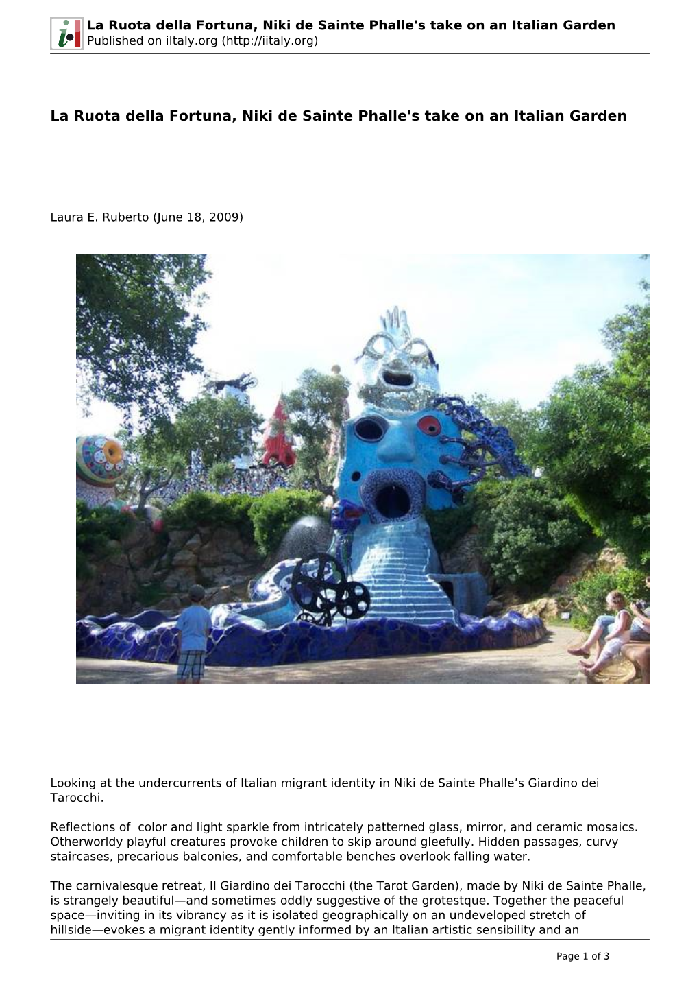 La Ruota Della Fortuna, Niki De Sainte Phalle's Take on an Italian Garden Published on Iitaly.Org (
