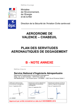 Aerodrome De Valence – Chabeuil Plan Des Servitudes Aeronautiques De Degagement B