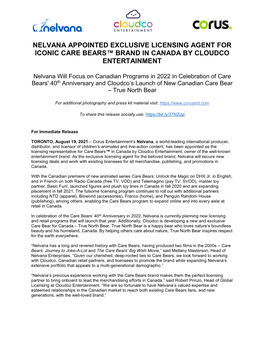 Nelvana Appointed Exclusive Licensing Agent for Iconic Care Bears Brand