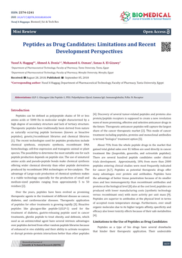 Peptides As Drug Candidates: Limitations and Recent Development Perspectives