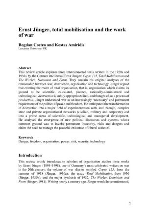 Ernst Jünger, Total Mobilisation and the Work of War