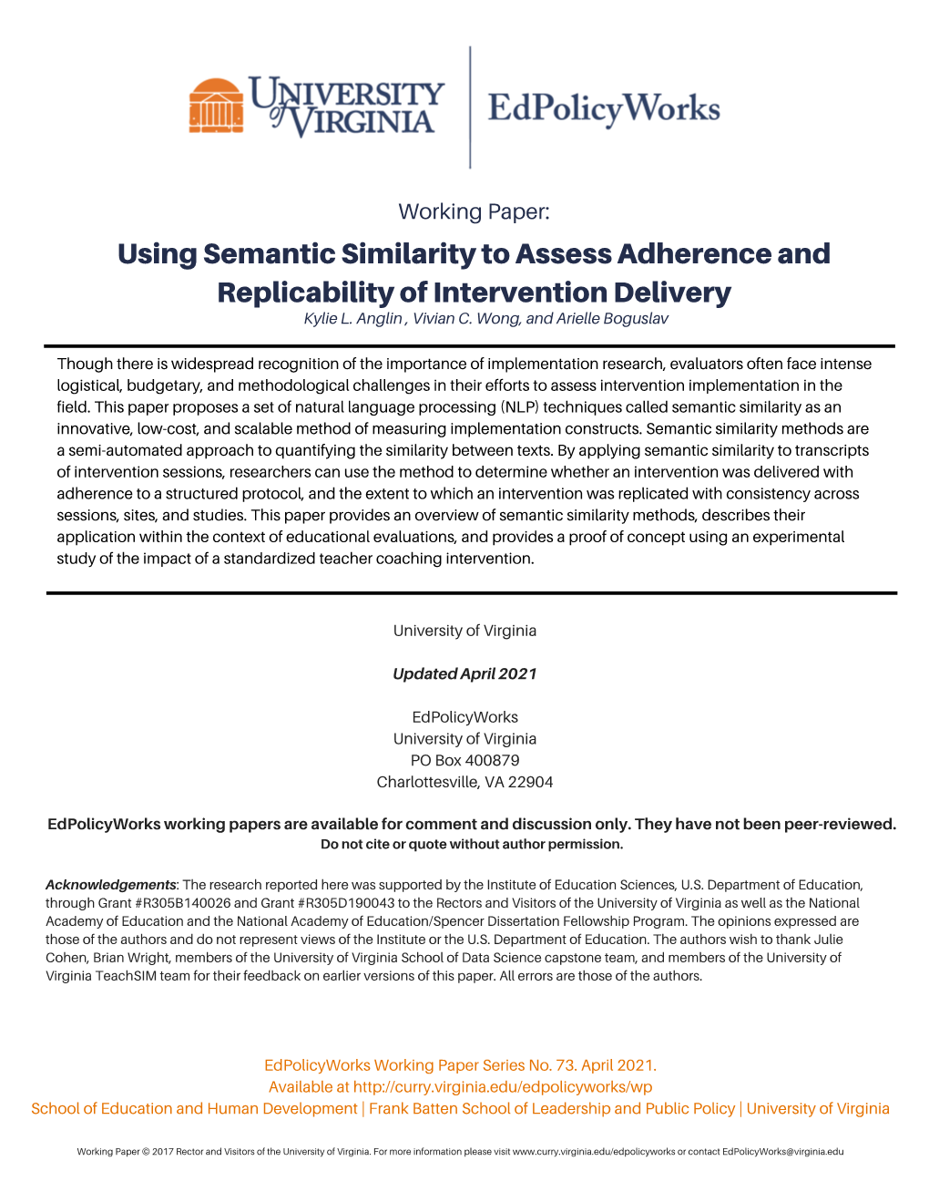 Semantic Similarity to Assess Adherence and Replicability of Intervention Delivery Kylie L