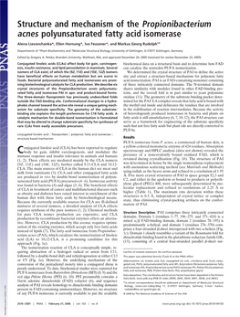 Structure and Mechanism of the Propionibacterium Acnes Polyunsaturated Fatty Acid Isomerase