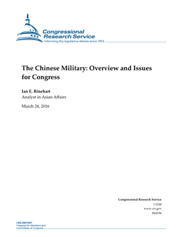The Chinese Military: Overview and Issues for Congress