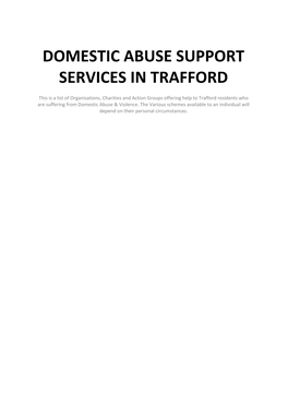Domestic Abuse Support Services in Trafford