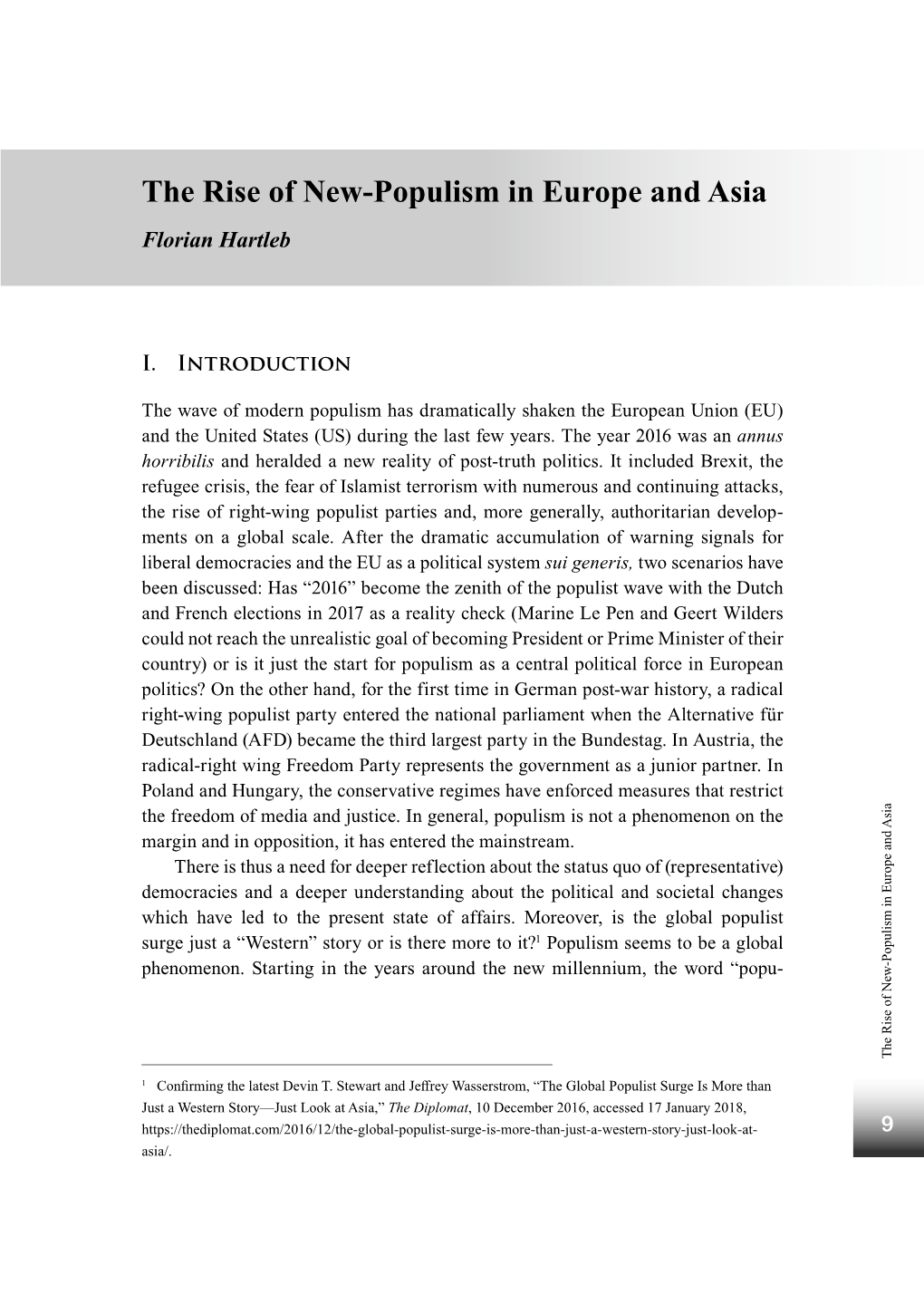 The Rise of New-Populism in Europe and Asia Florian Hartleb