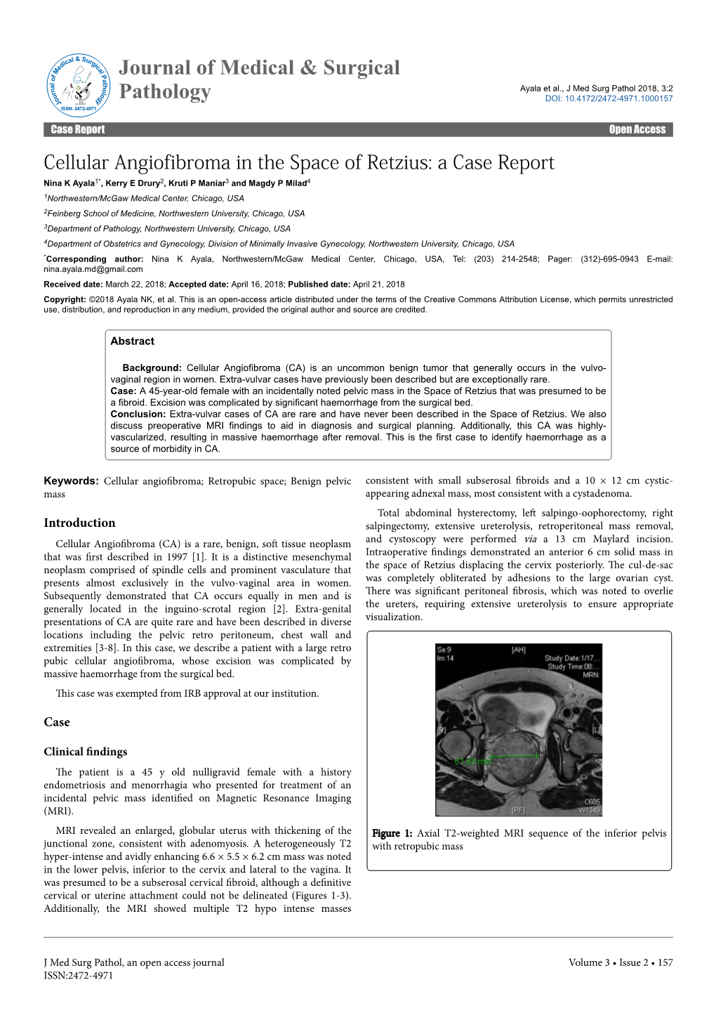 Cellular Angiofibroma in the Space of Retzius: a Case Report