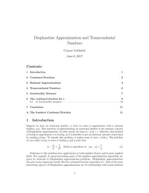 Diophantine Approximation and Transcendental Numbers