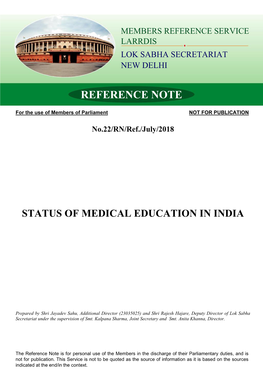 Status of Medical Education in India