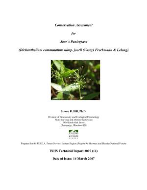 Conservation Assessment for Joor's Panicgrass (Dichanthelium