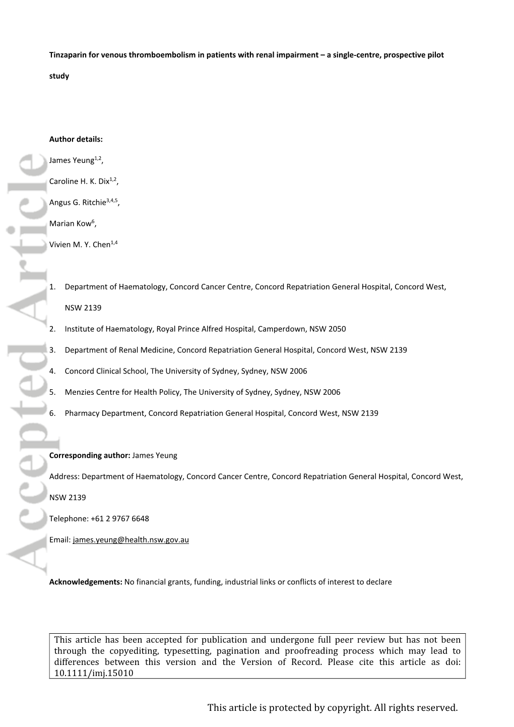 Tinzaparin for Venous Thromboembolism in Patients with Renal Impairment – a Single-Centre, Prospective Pilot Study