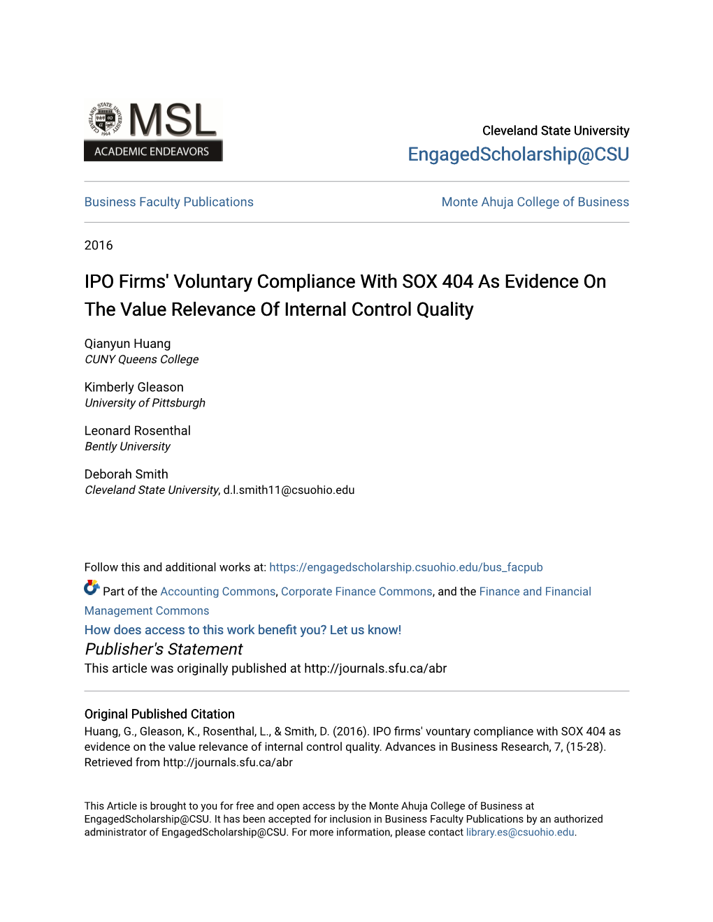 IPO Firms' Voluntary Compliance with SOX 404 As Evidence on the Value Relevance of Internal Control Quality