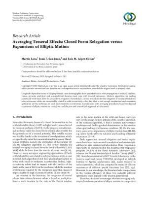 Averaging Tesseral Effects: Closed Form Relegation Versus Expansions of Elliptic Motion