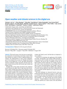 Open Weather and Climate Science in the Digital Era