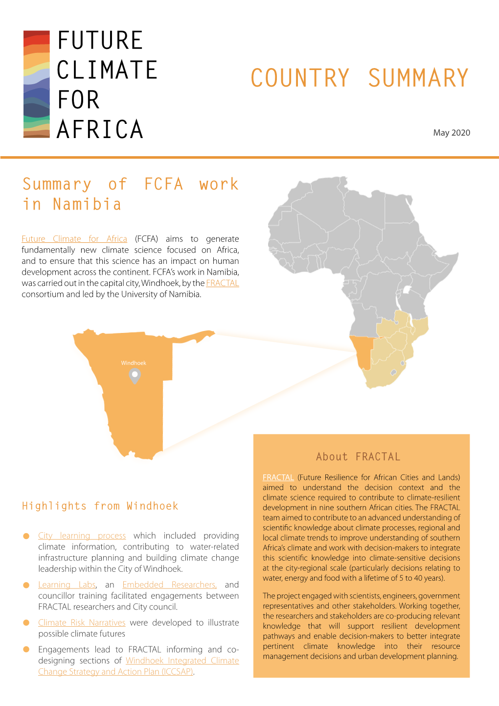 COUNTRY SUMMARY for AFRICA May 2020