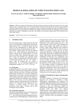 Design & Simulation of 32-Bit Floating Point