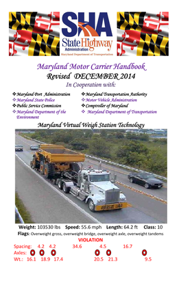 Maryland Motor Carrier Handbook Revised DECEMBER 2014 in Cooperation With