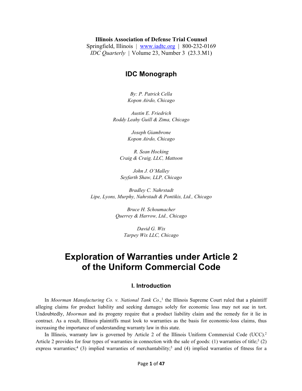 Exploration of Warranties Under Article 2 of the Uniform Commercial Code