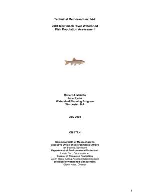 Technical Memorandum 84-7 2004 Merrimack River Watershed Fish