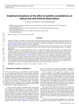 Analytical Simulations of the Effect of Satellite Constellations on Optical and Near-Infrared Observations C